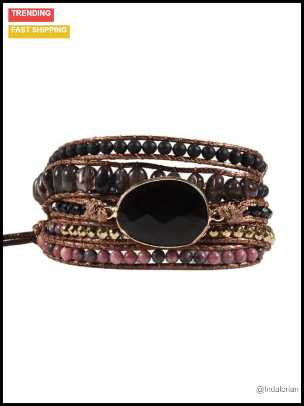 Handmade Boho 5 Wrap Bracelet Natural Stone Beaded Jewelry Gift